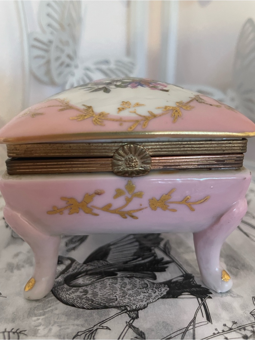 🫖🌸 Vintage Norleans Japan Floral Porcelain Trinket Box - Picture 7 of 10